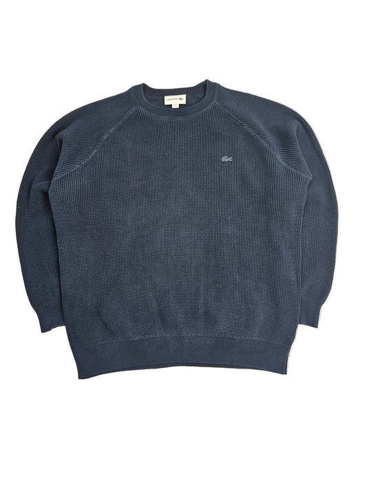 Lacoste Pullover in Größe L, bequemer grauer Sweater mit typischem Lacoste Krokodil-Logo auf der Brust, von Akivintage.